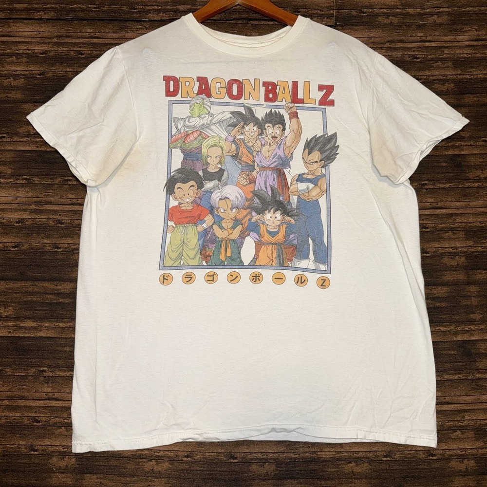 Dragon Ball Z Tshirt Men's Large White Graphic Goku Retro DBZ Anime Tee*